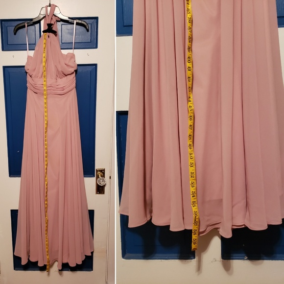Lulu's Pink Chiffon Halter Gown - Medium - Picture 5 of 8